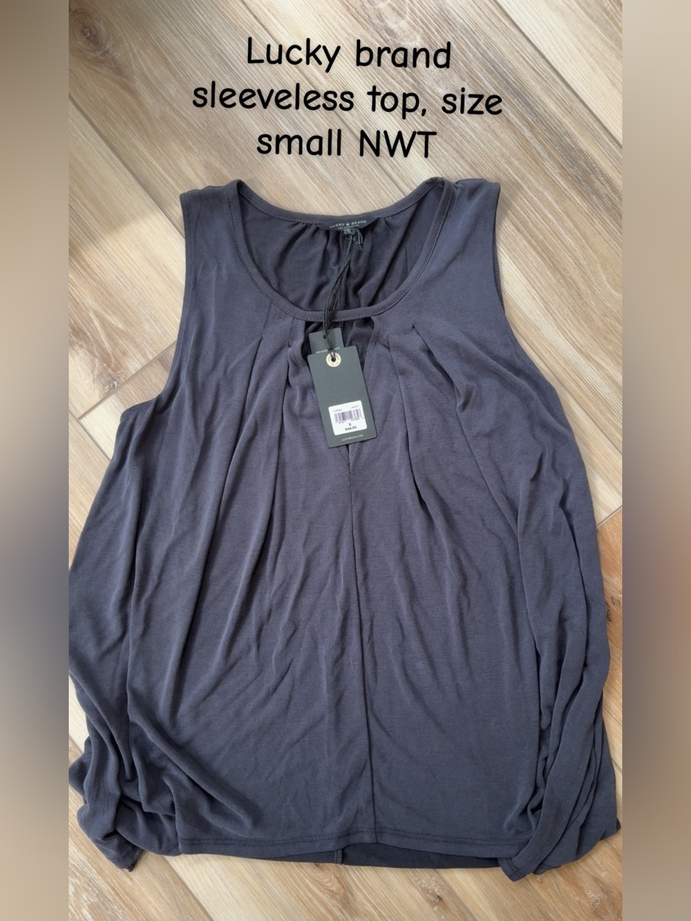 Lucky Brand Dark Gray Pleated Sleeveless Tank Top